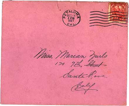 Christmas Card, 1927 Envelope