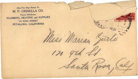 December 7, 1931 Envelope