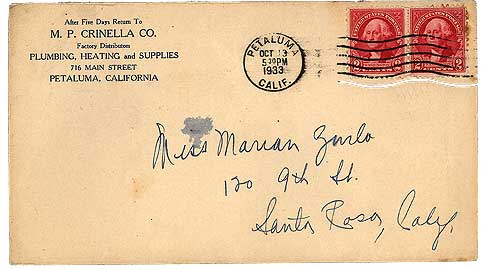 October 13, 1933 Envelope