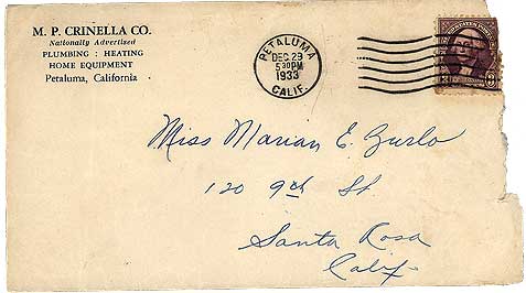 December 29, 1933 Envelope