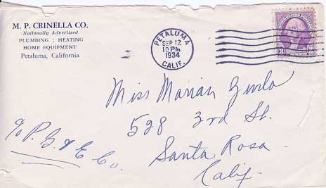 September 12,1934 Page Envelope