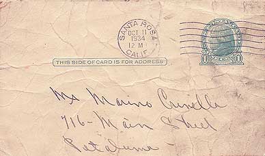 October 11,1934 Envelope