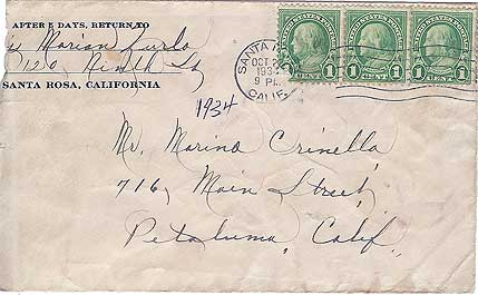 October 22,1934 Envelope