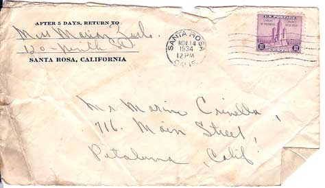 November 13,1934 Envelope