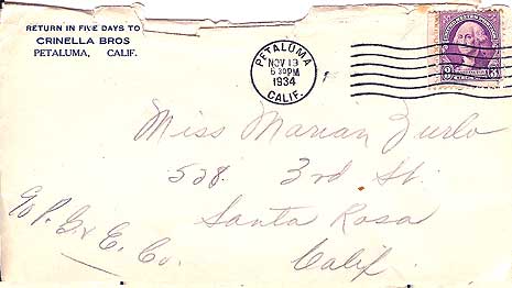 November 19,1934 Envelope
