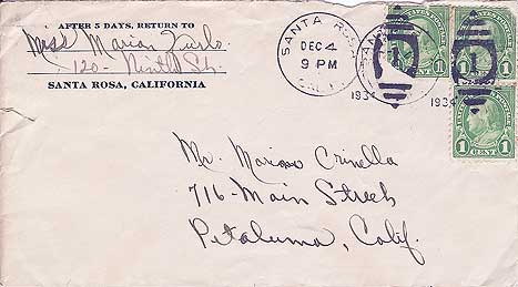 December 3,1934 Envelope