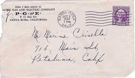 December 5,1934 Envelope