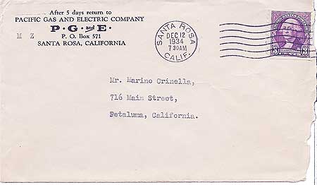 December 12,1934 Envelope